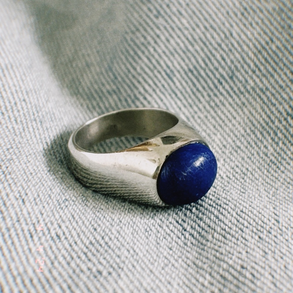 Vintage 925 silver Lapis Lazuli dome ring